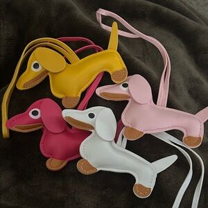 Colorful Dachshund Faux Leather Dog-Shaped Bag Charm